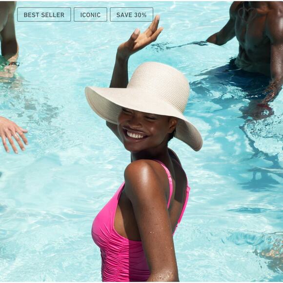 ERIC JAVITS Hampton Sun Straw Hat Beige Cream One Size NWT - Picture 2 of 12